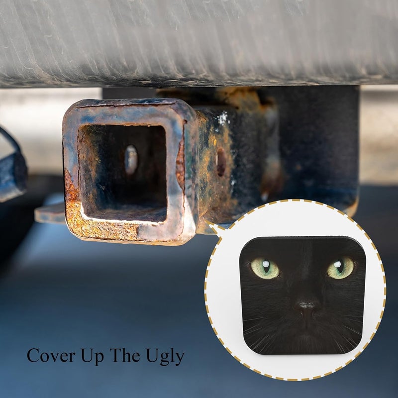 Tnomchey Black Cat Receiver Cover Hitch Plugs Green Evil Eyes Pet Kitten Face Watching Dark Hunting Rubber Receiver Tube Hitch Plug Car Exterior Accessories Fits for Pickup Trucks Cars - Image 4